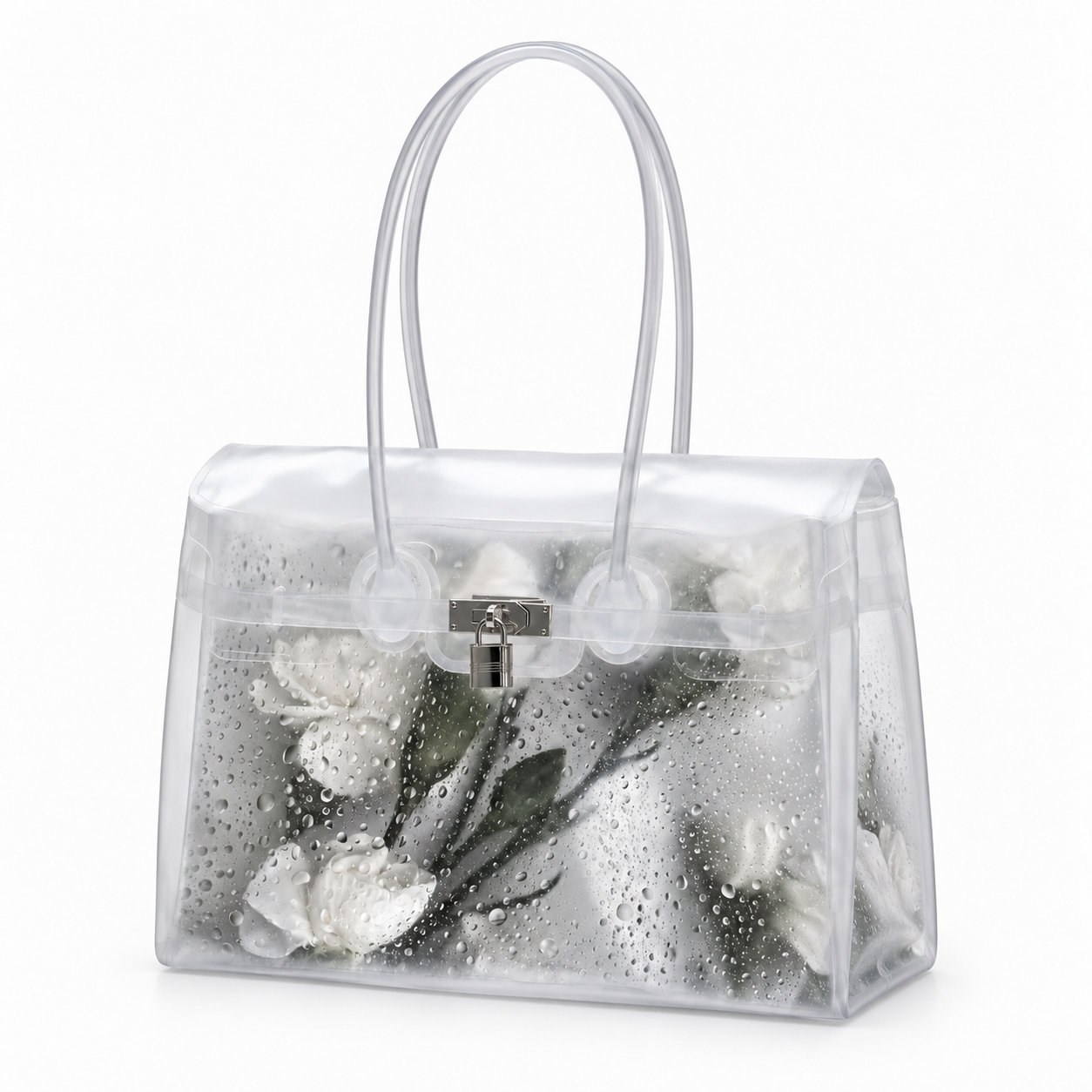 AI-generated concept angle of the White Rose Bag; not a product photograph
